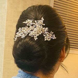 Large Elegant Silver Hair Comb - Bridal
